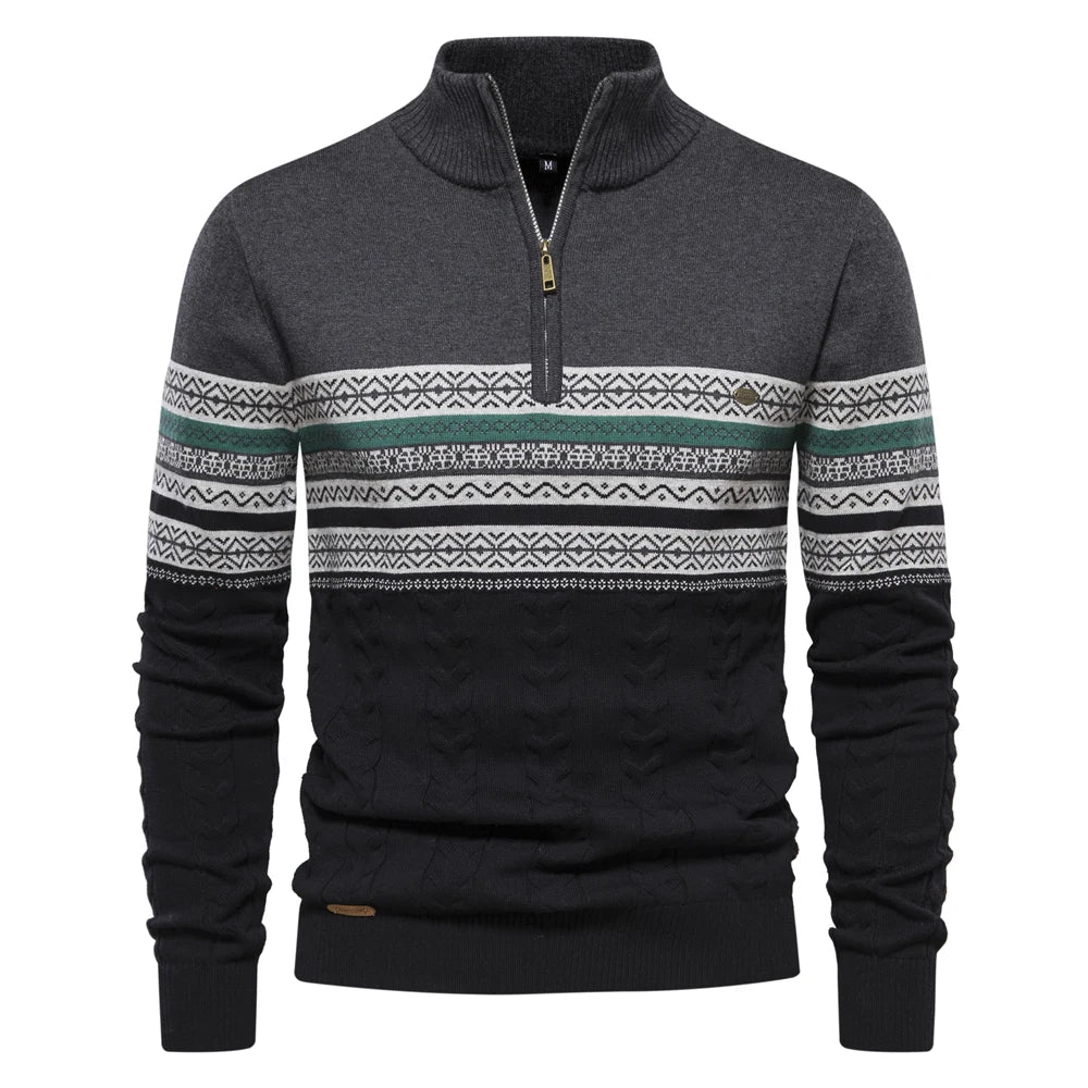 Premium Retro Pattern Sweater - Leo-Dark Grey-S-State of Style