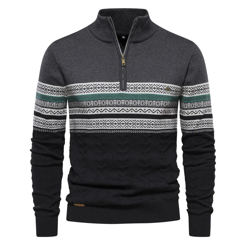 Premium Retro Pattern Sweater - Leo-Dark Grey-S-State of Style