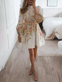 Printed Mini Dress with Buttons - Isabella-M-State of Style