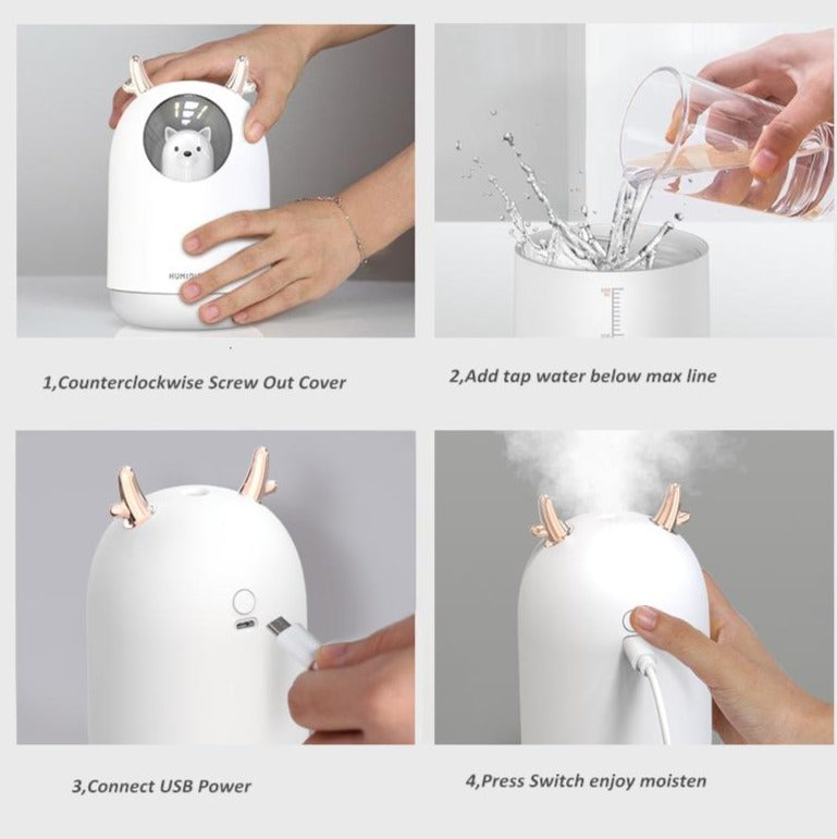 Ultrasonic humidifier with LED night light for the nursery – AirBear Mini