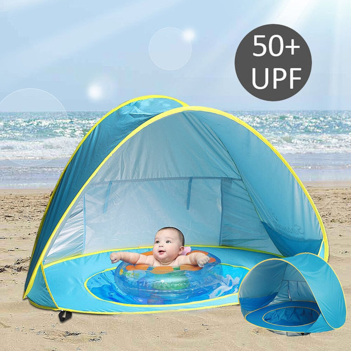 UV-protective beach tent with integrated baby paddling pool – Shadowsplash