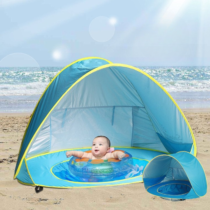 UV-protective beach tent with integrated baby paddling pool – Shadowsplash