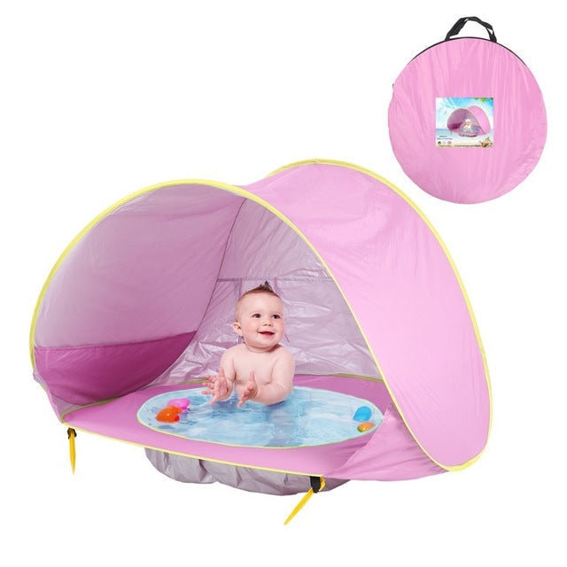 UV-protective beach tent with integrated baby paddling pool – Shadowsplash