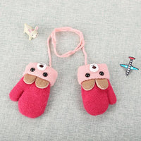 Winter-warm lined children's mittens with rabbit motif and cord – Buy one, get one free – 0–4 years