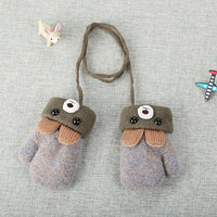 Winter-warm lined children's mittens with rabbit motif and cord – Buy one, get one free – 0–4 years