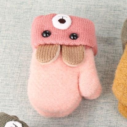 Winter-warm lined children's mittens with rabbit motif and cord – Buy one, get one free – 0–4 years
