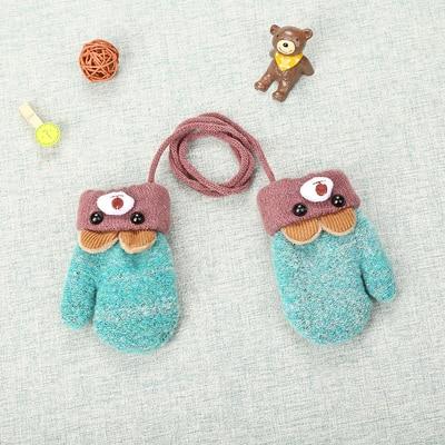 Winter-warm lined children's mittens with rabbit motif and cord – Buy one, get one free – 0–4 years