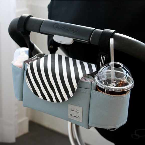 Practical pram bag with adjustable compartments – nappy organiser