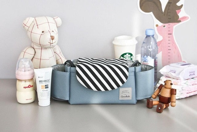 Practical pram bag with adjustable compartments – nappy organiser