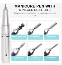 PROFESSIONAL 45000RPM PORTABLE ELECTRIC NAIL FILE WITH RECHARGEABLE BATTERY | LOW NOISE LEVEL FOR MANICURE-White-State of Style
