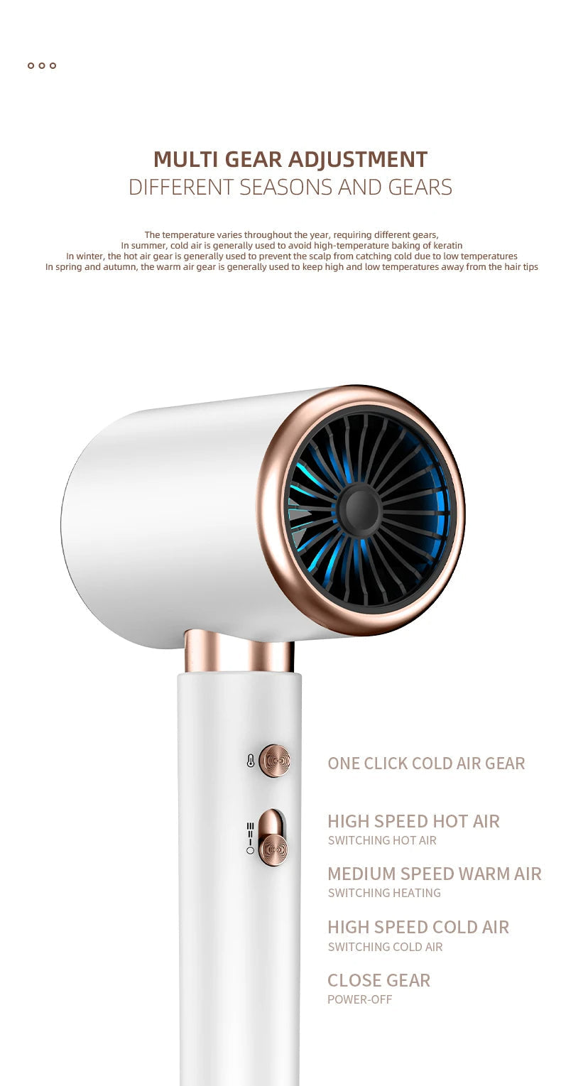 PROFESSIONAL HAIRDRYER 2400W WITH COLD AND HOT AIR - NEGATIVE IONS - POWERFUL HAIR DRYER FOR SALON RESULTS-Black-State of Style