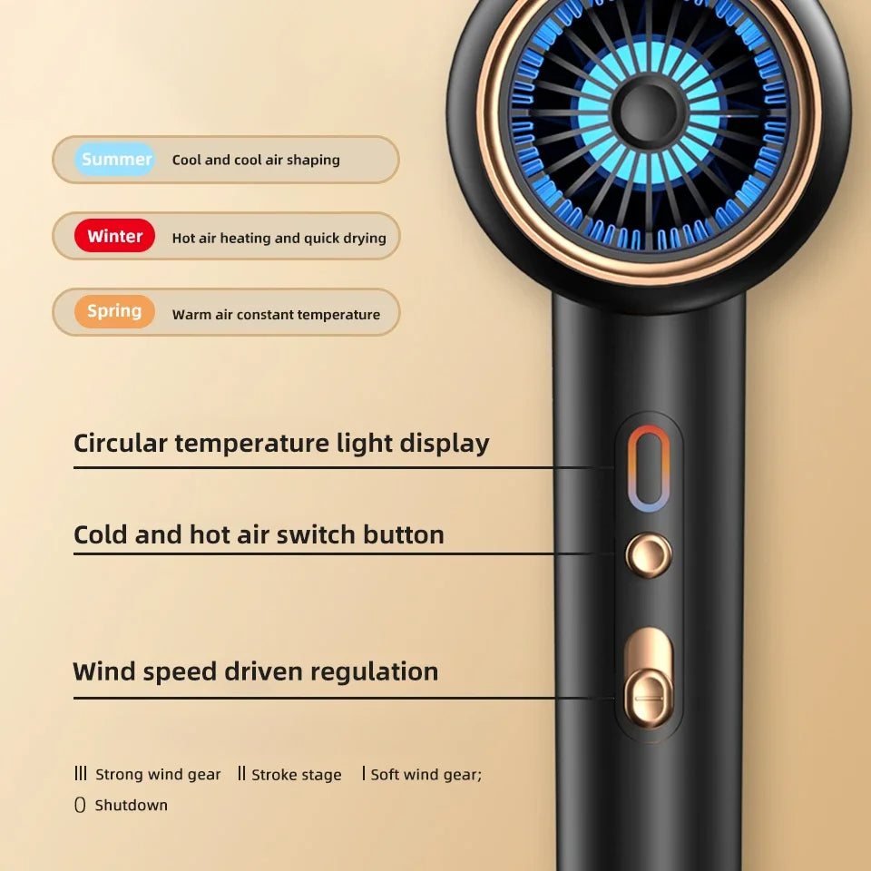PROFESSIONAL HAIRDRYER 2400W WITH COLD AND HOT AIR - NEGATIVE IONS - POWERFUL HAIR DRYER FOR SALON RESULTS-Black-State of Style