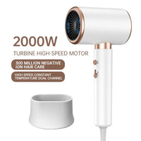 PROFESSIONAL HAIRDRYER 2400W WITH COLD AND HOT AIR - NEGATIVE IONS - POWERFUL HAIR DRYER FOR SALON RESULTS-Black-State of Style