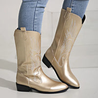 PU Leather Women's Cowboy Boots with Soft Lining - Clara-Gold-6-State of Style
