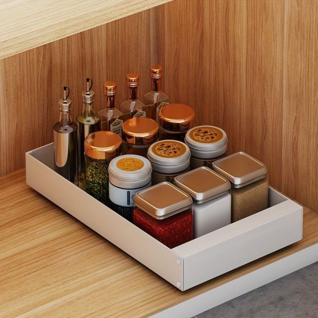 Pull-Out Kitchen Cabinet Organizer - Lina-White-9.84 inches-State of Style