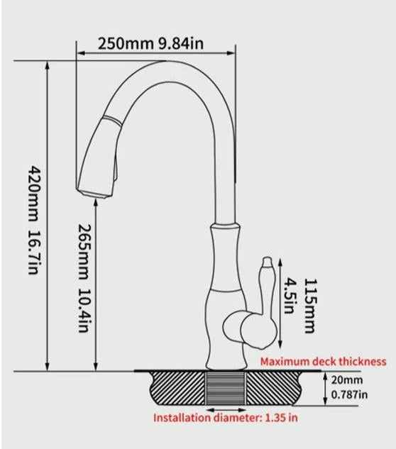 Pull-Out Kitchen Tap - FlexFlow-Brushed Steel-State of Style