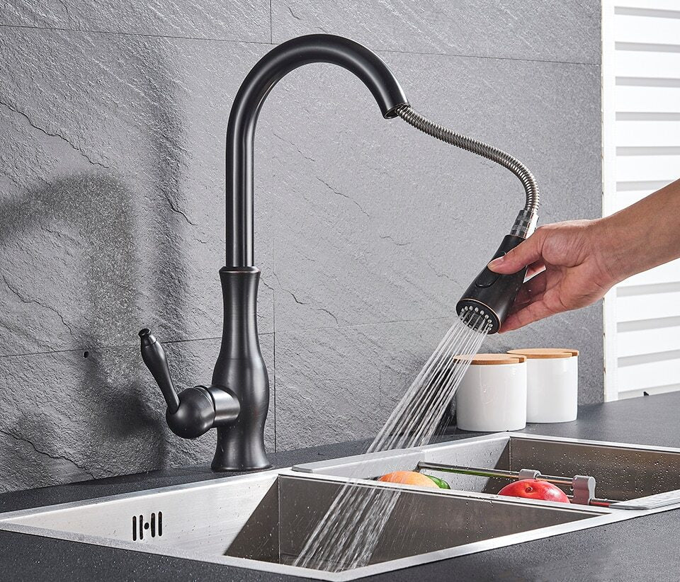 Pull-Out Kitchen Tap - FlexFlow-Brushed Steel-State of Style