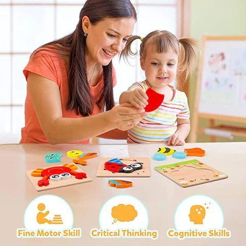 Wooden educational puzzle for toddlers – Montessori discovery set (Buy One Get One Free)