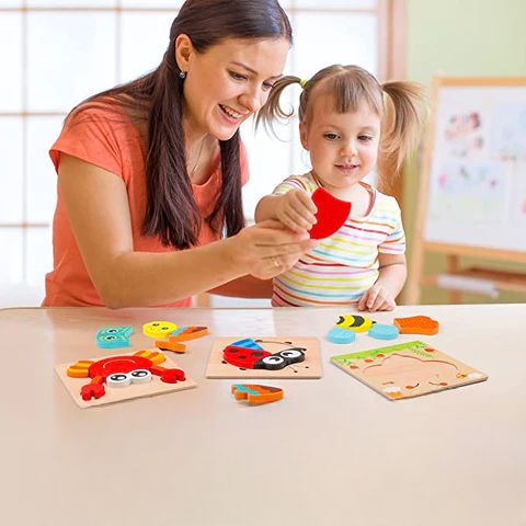 Wooden educational puzzle for toddlers – Montessori discovery set (Buy One Get One Free)