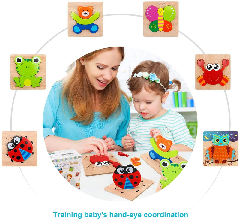 Wooden educational puzzle for toddlers – Montessori discovery set (Buy One Get One Free)
