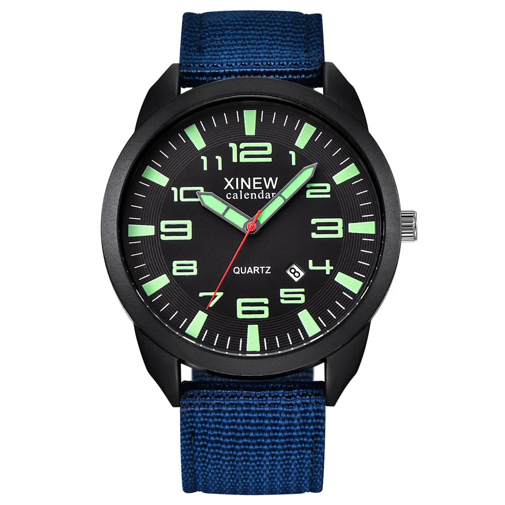 Quartz Clock with Illuminated Dial & Calendar – Lumo-Blue - Light Green-State of Style