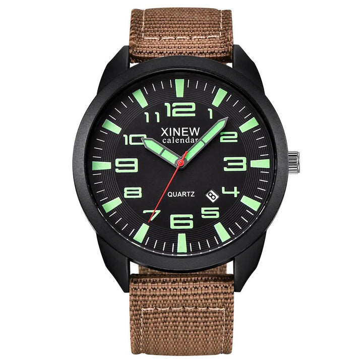 Quartz Clock with Illuminated Dial & Calendar – Lumo-Brown - Light Green-State of Style