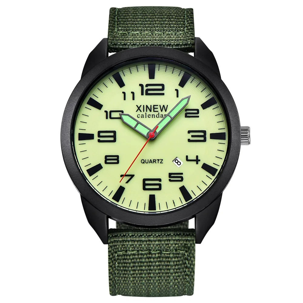 Quartz Clock with Illuminated Dial & Calendar – Lumo-Green - Yellow-State of Style