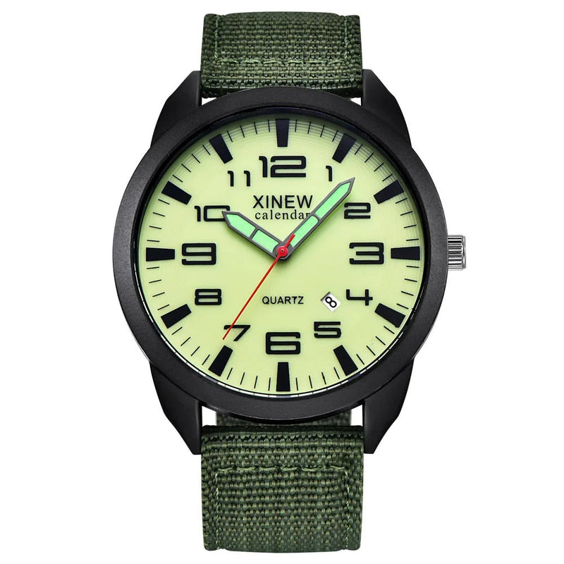 Quartz Clock with Illuminated Dial & Calendar – Lumo-Green - Yellow-State of Style
