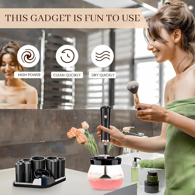 Quick Drying Electric Makeup Brush Cleaner – Clean & Ready to Use Immediately!-Black-State of Style