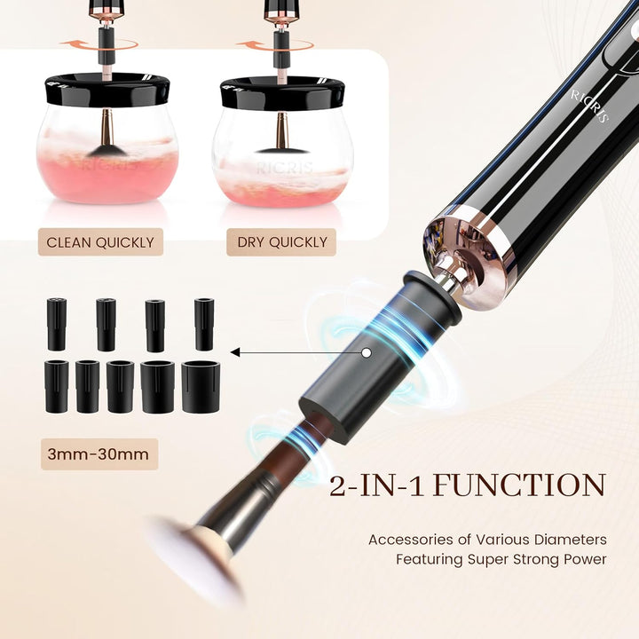Quick Drying Electric Makeup Brush Cleaner – Clean & Ready to Use Immediately!-Black-State of Style
