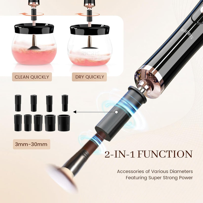 Quick Drying Electric Makeup Brush Cleaner – Clean & Ready to Use Immediately!-Black-State of Style
