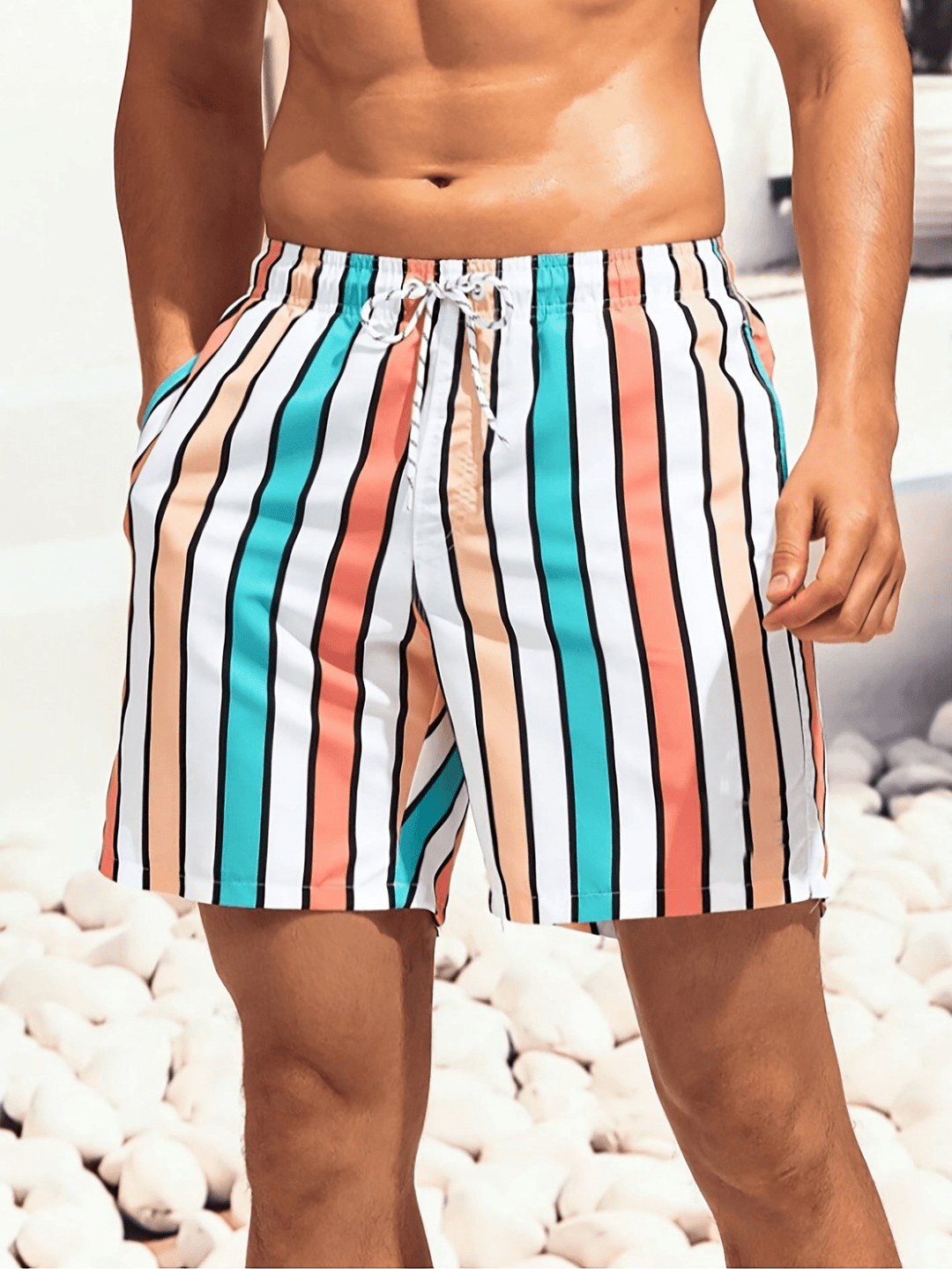 Quick-drying men's swim shorts with a comfortable fit – Luca-Red-S-State of Style