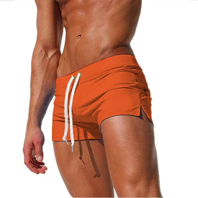 Quick-drying men's swim shorts with pockets – Leano-Orange-S-State of Style