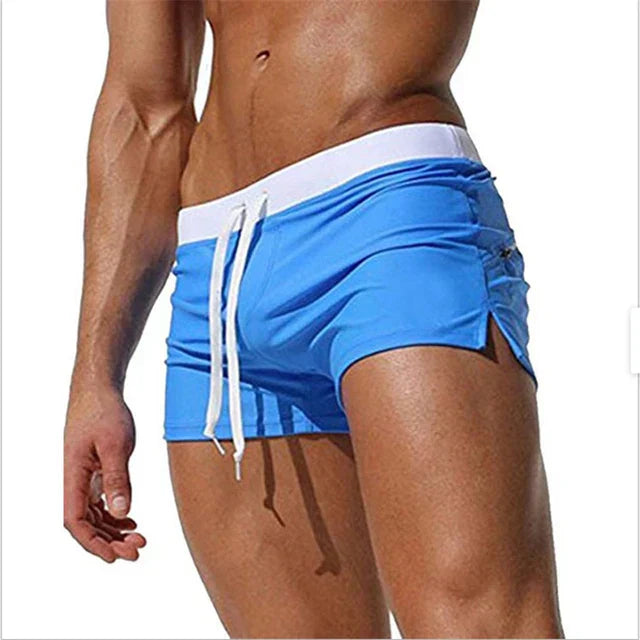 Quick-drying men's swim shorts with pockets – Leano-Sky blue-S-State of Style