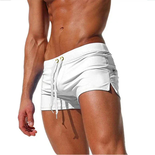 Quick-drying men's swim shorts with pockets – Leano-White-S-State of Style