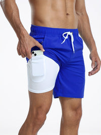Quick-drying men's swim shorts with stretch & mobile phone pocket – Jonas-Royal blue-S-State of Style