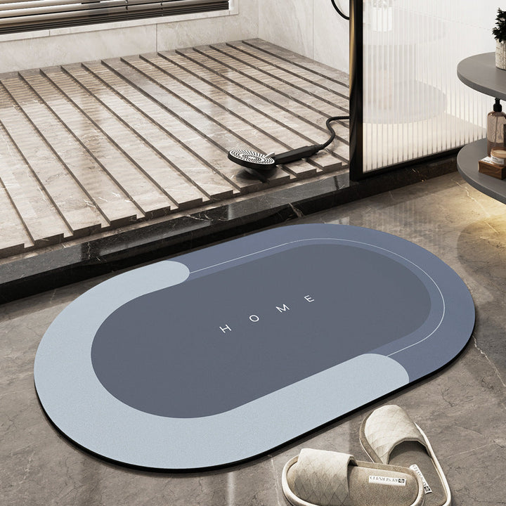 Quick-drying, Super Absorbent Bath Mat - AquaComfort-Blue-Oval-40 x 80 cm-State of Style