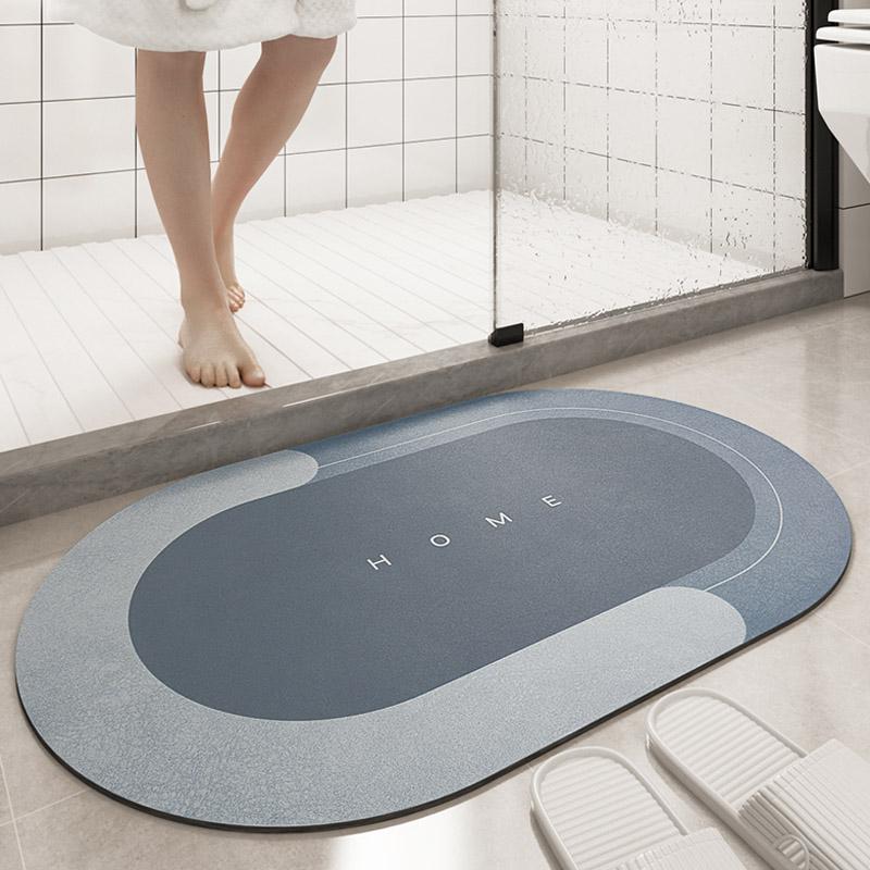 Quick-drying, Super Absorbent Bath Mat - AquaComfort-Blue-Oval-40 x 80 cm-State of Style