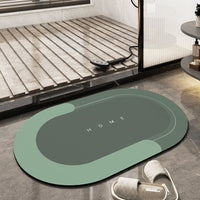 Quick-drying, Super Absorbent Bath Mat - AquaComfort-Green-Oval-40 x 80 cm-State of Style