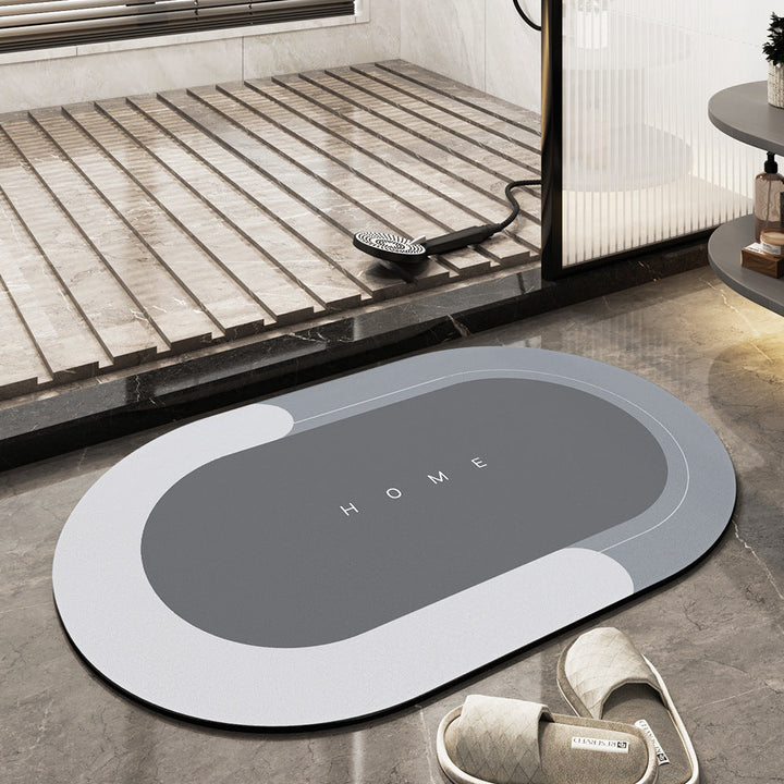 Quick-drying, Super Absorbent Bath Mat - AquaComfort-Light grey-Oval-40 x 80 cm-State of Style