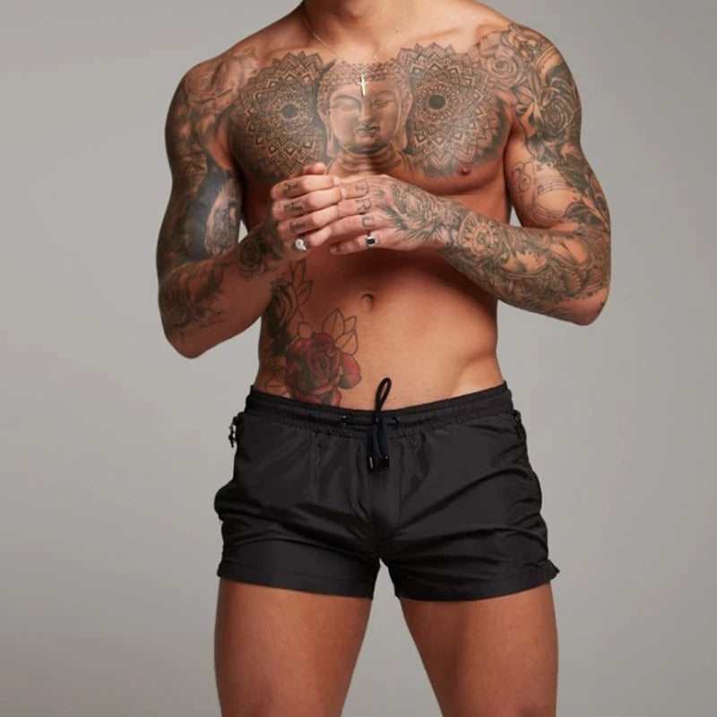 Quick-Drying Swim Shorts for Men | Aqua Di Man Stretch Shorts-Black-S-State of Style