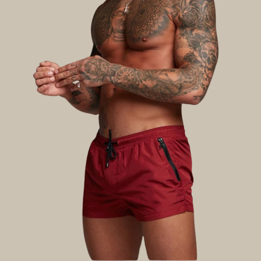 Quick-Drying Swim Shorts for Men | Aqua Di Man Stretch Shorts-Bordeaux Red-S-State of Style