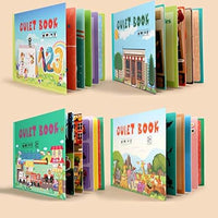 Interactive learning book for toddlers with Velcro activities and a storage pouch.