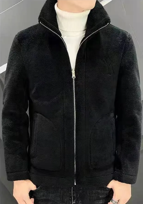 Quilted fleece jacket with a stand-up collar - Arden-Black-M-State of Style