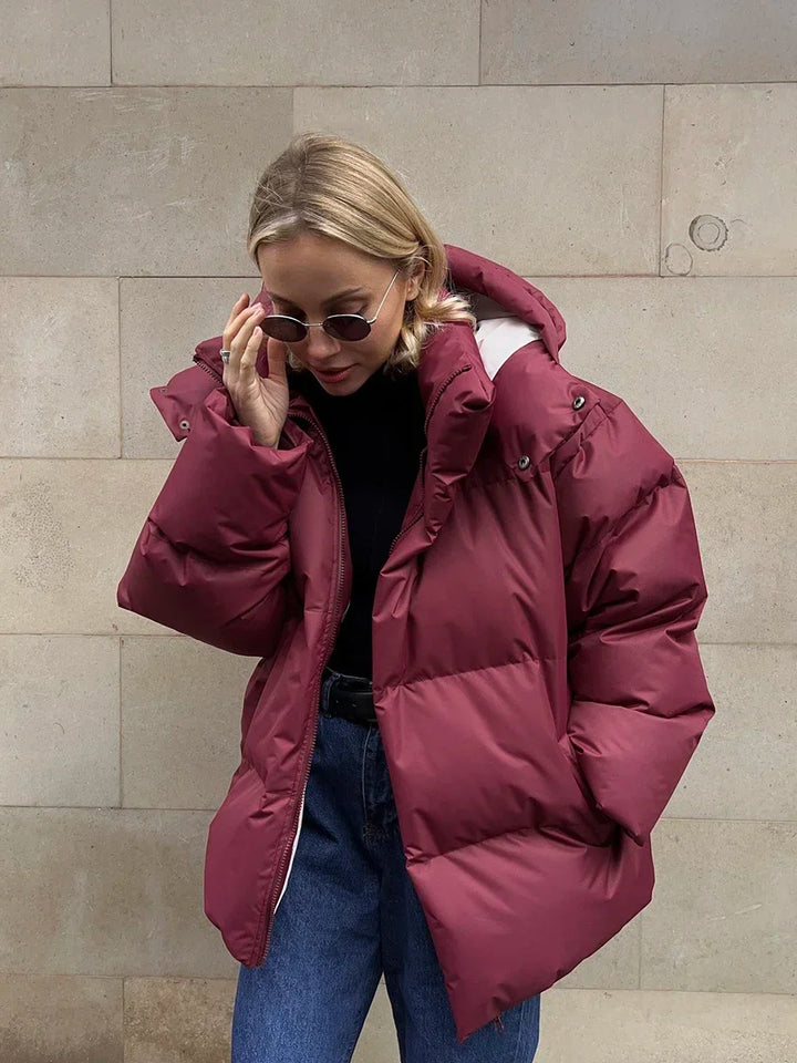Quilted Winter Coat for Women - Elyssa-Bordeaux red-S-State of Style