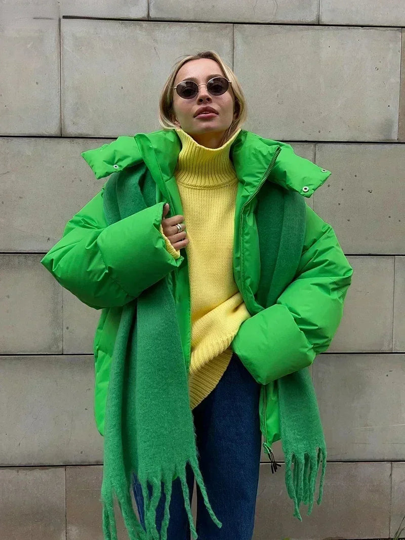 Quilted Winter Coat for Women - Elyssa-Green-S-State of Style