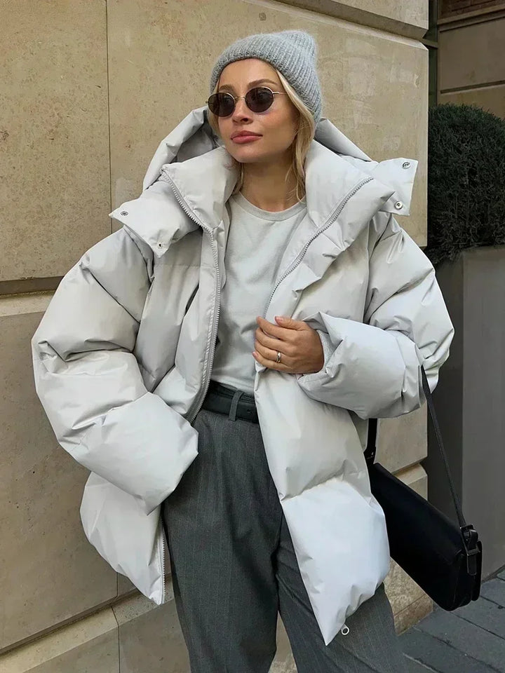 Quilted Winter Coat for Women - Elyssa-Light grey-S-State of Style