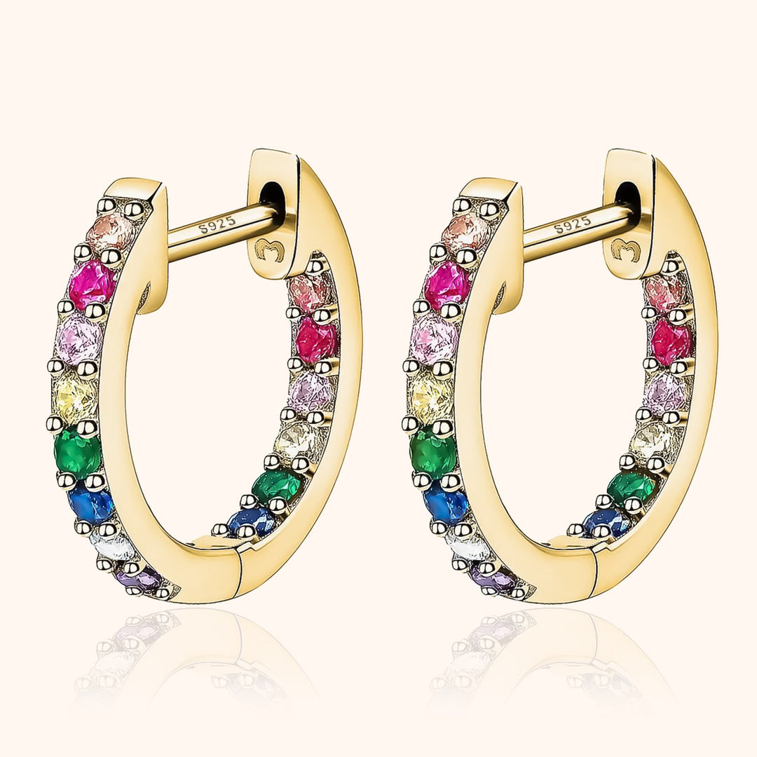 Rainbow Hoop Earrings - Sofia-Gold-State of Style