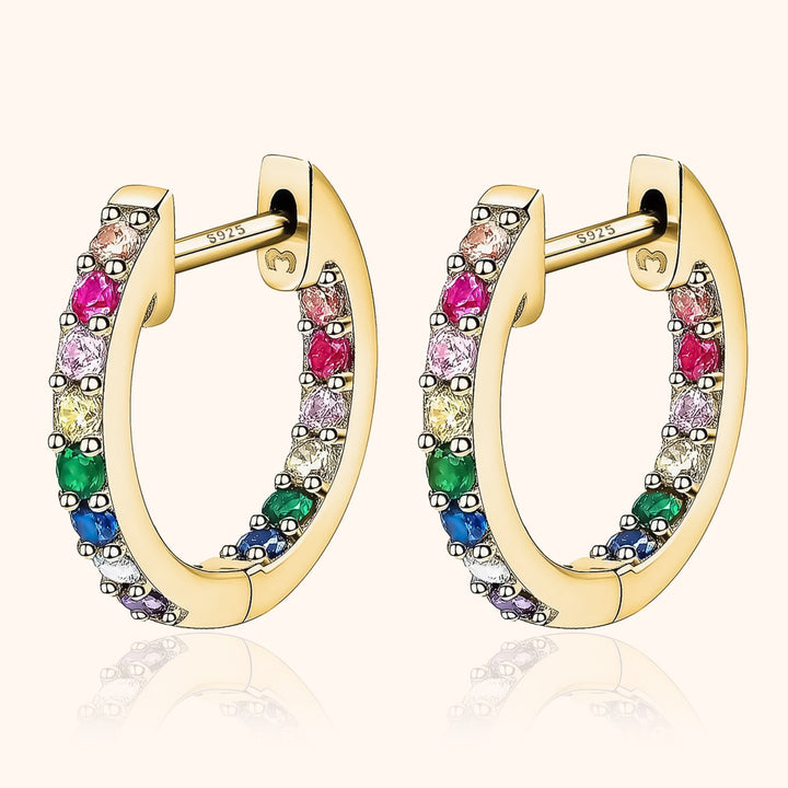 Rainbow Hoop Earrings - Sofia-Gold-State of Style