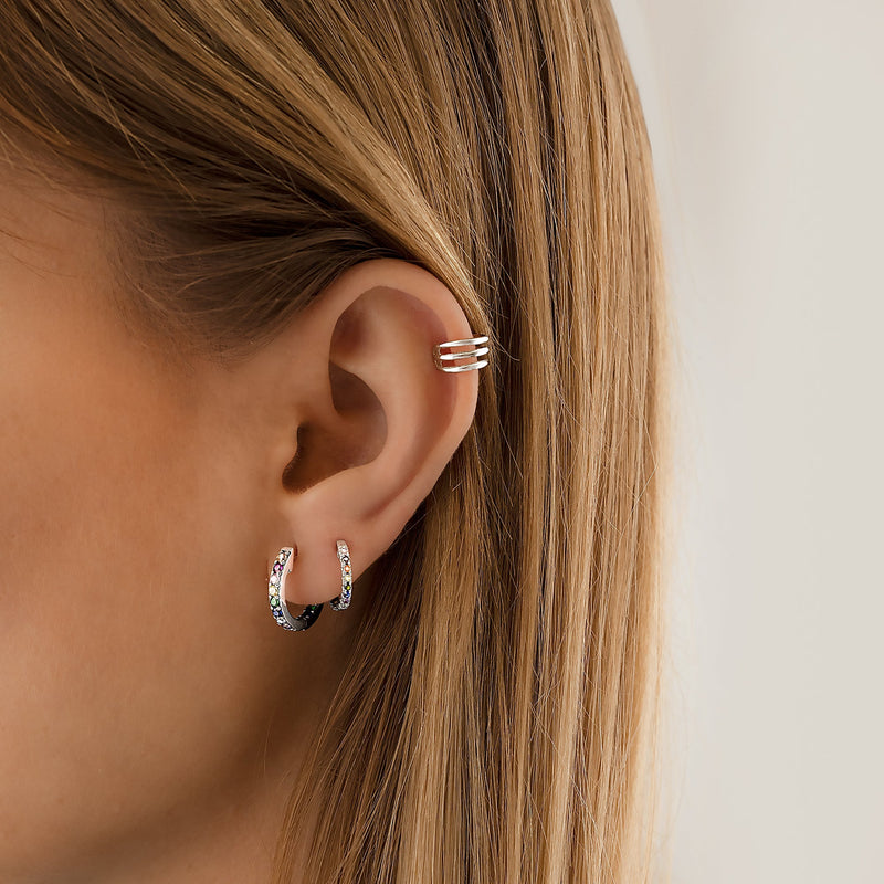 Rainbow Hoop Earrings - Sofia-Silver-State of Style